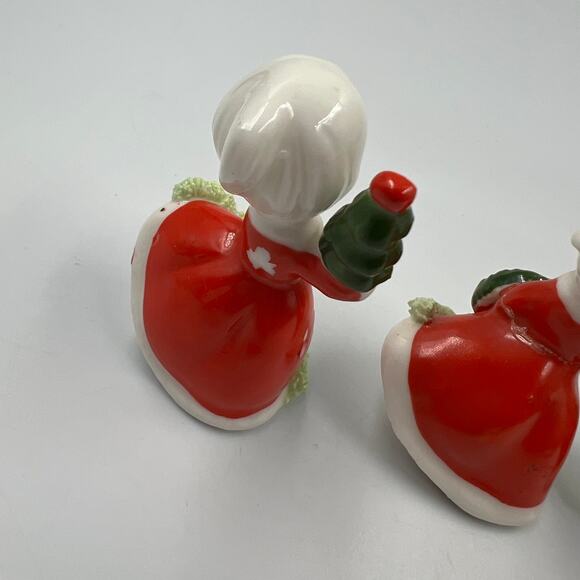 Vintage Enesco Christmas Holiday Bloomer Girls Set Wreath Tree Spaghetti Trim 3 - Picture 3 of 10